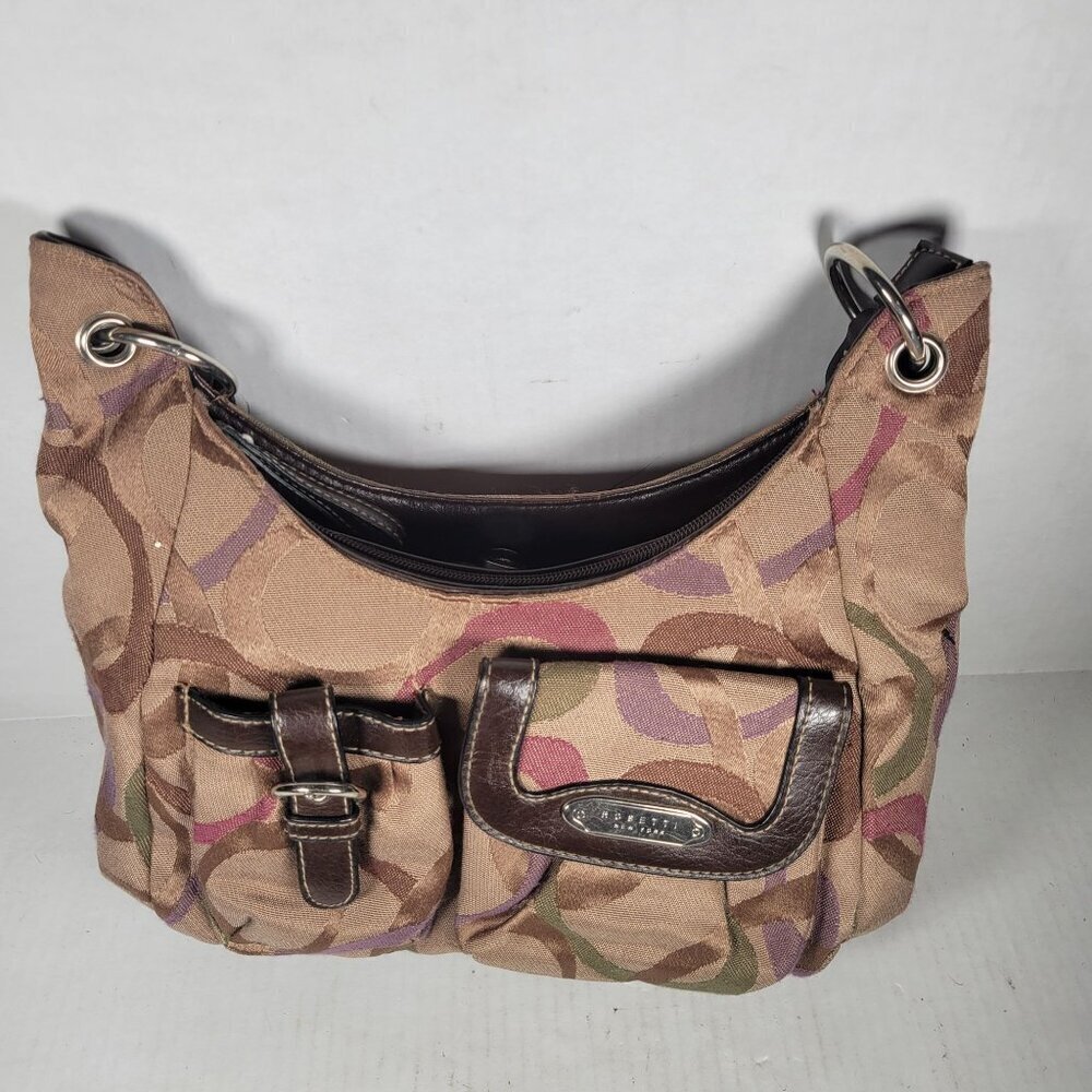 Rosetti Classic Everyday Workwear Braided Strap Multi-Color Fabric Hobo Bag